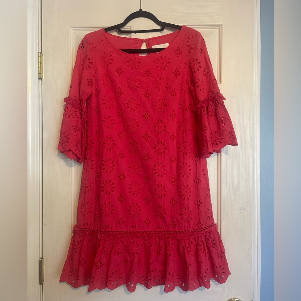 Anthropologie Dani lace eyelet pink dress - Size 0